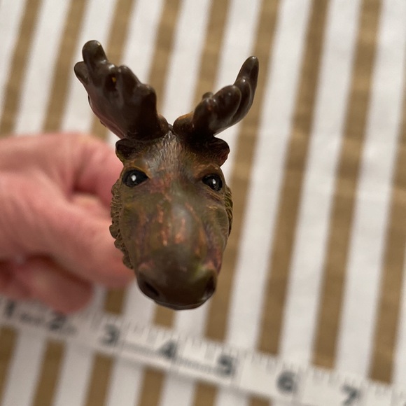 Gold and white stripe elegant fringe tea towel and moose condiment knife, NWOT - Picture 9 of 10